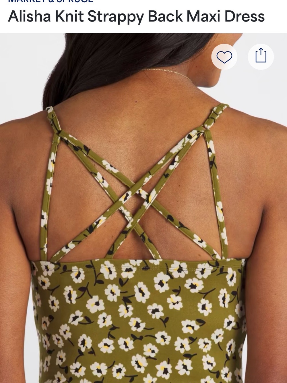 Market & Spruce Olive Green Floral Maxi Dress - Picture 8 of 9